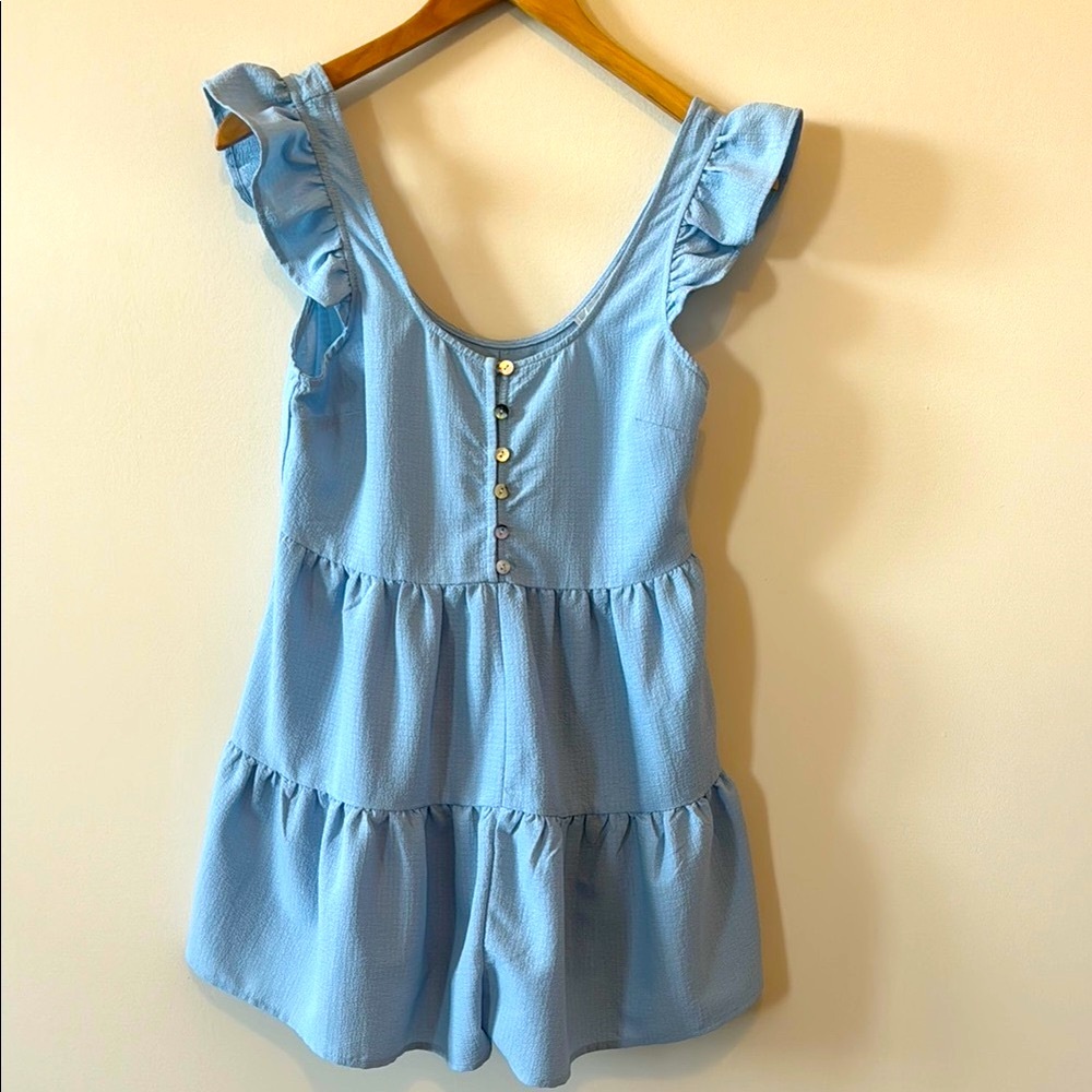 Lizard Thicket Chic Light Blue Ruffle Romper
